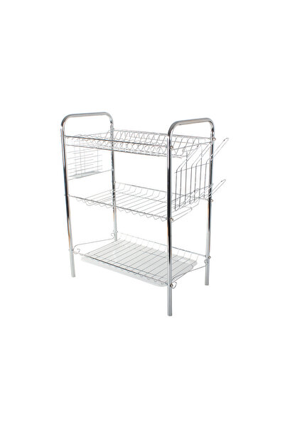 zola Dish drainer, 3-tier, space for glasses/mugs/cutlery, silver, 56x42.5x24...