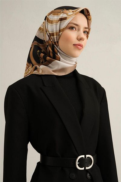 Armine Patterned Pure Silk Sura Scarf 9315- 03