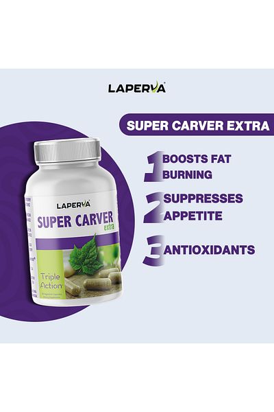 Laperva Super Carver Extra, 90 Veggie Capsules, Boosts Fat Burning, Suppresses Appetite