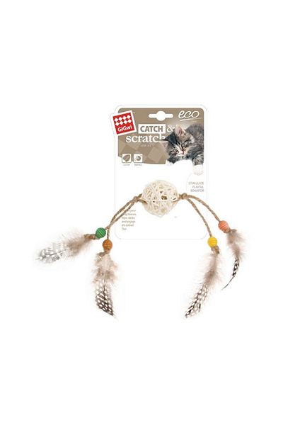 Gigwi GiGwi Eco Line Catch Scratch with Rattle Wood - White