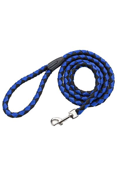 PUFO Lesă confortabilă Pufo cu snur pentru câini, 125 cm, sistem carabină cu pivot, durabilă, negru/albastru