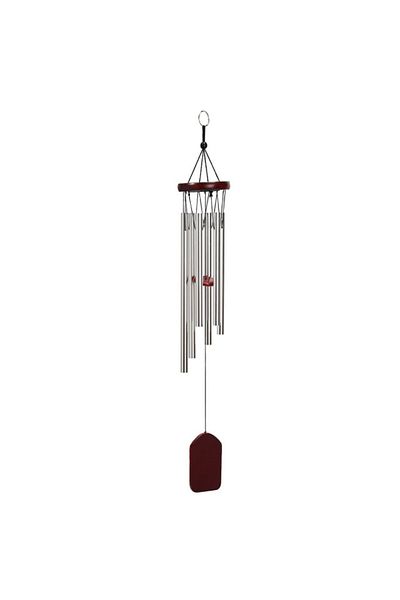 PUFO Clopoțel de vânt cu 6 tuburi sonore metalice argintii pentru casă sau grădină, model Feng-Shui
