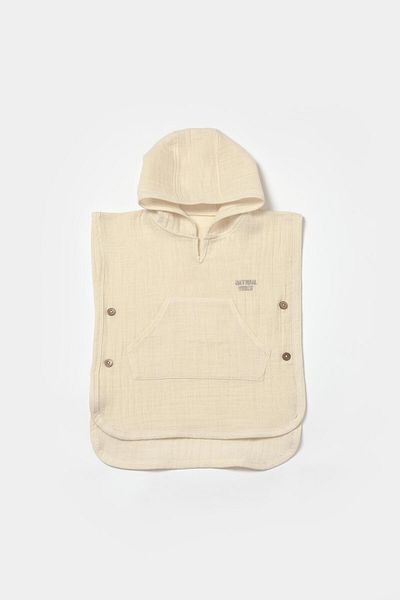 Magu Unisex Children's Cotton Beige Muslin Poncho Towel
