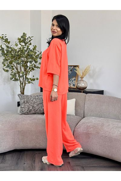RAMONA BADESCU EXCLUSIVE Casual Suit with Orange Wide Leg Pants