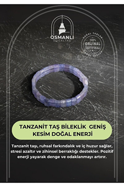 OSMANLI DOĞAL TAŞ Ottoman Tanzanite Bracelet - Wide Fit, Natural Energy, Certified