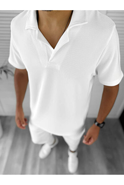 dehaine Men's suit, shorts and t-shirt, White, 8207