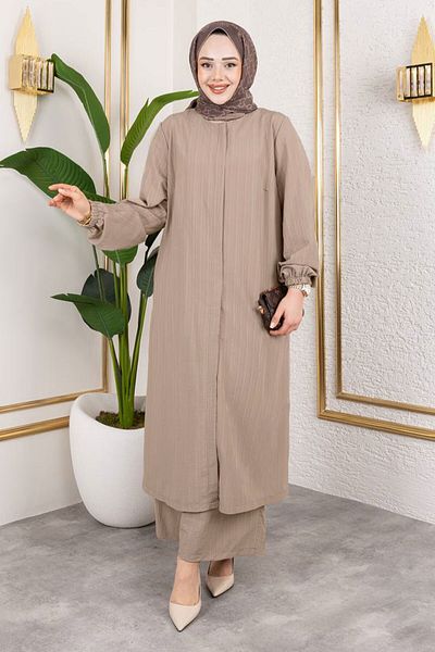 Tesettür Dünyası Hidden Zipper Large Size Suit Tsd250170 Mink