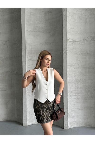 Bak'ap Vestă căptușită cu blazer cu fundă și panglică