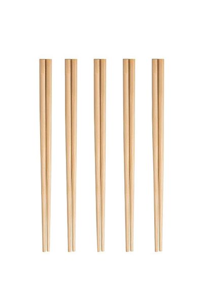 PUFO Set de 5 perechi de bețișoare de sushi Pufo Premium din bambus, reutilizabile, 24 cm, maro