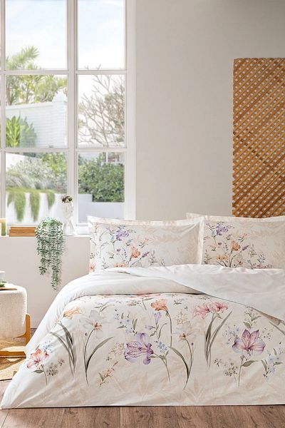 Özdilek Σετ παπλωματοθήκη Özdilek White Lily με διπλό ελαστικό εφαρμοστό σεντόνι