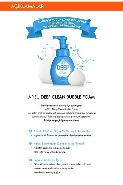 Missha 200ml a'Pieu Deep Clean Bubble - Moisturizing Cleansing Foam with Soda and Carbonate
