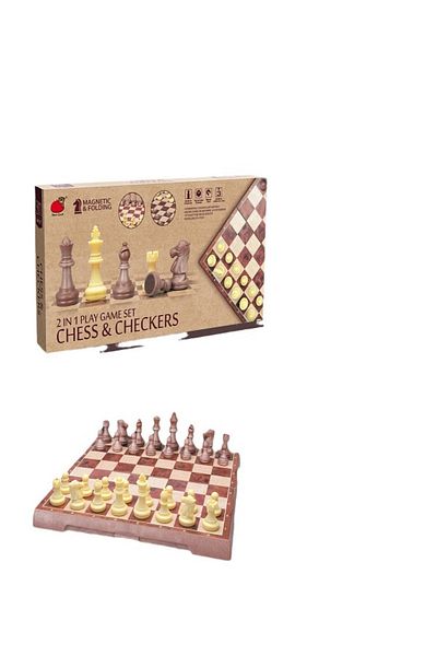 rexa 2-in-1 Chess & Checkers Board Game Set