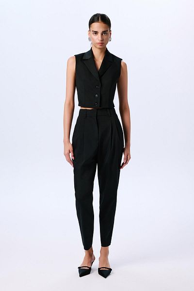 rue Black Trousers with Double Pleats