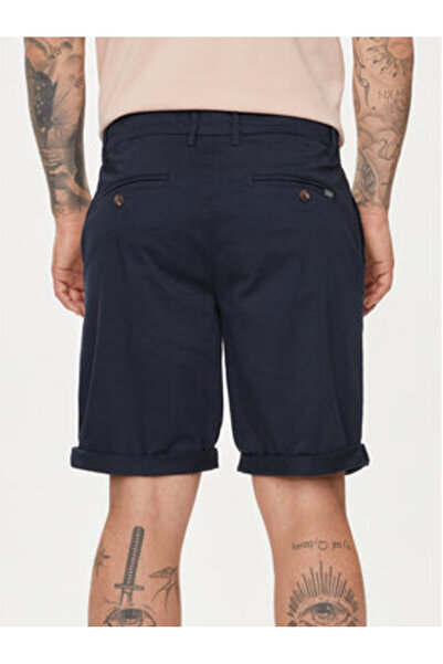 Solid Men's material shorts 21200395 Navy blue