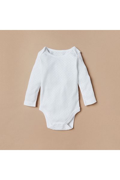 Juniors Textured Bodysuit With Long Sleeves - Set Of 3