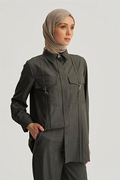 Armine Dikiş Detaylı Denim Ceket 25YD4241-1 Antrasit