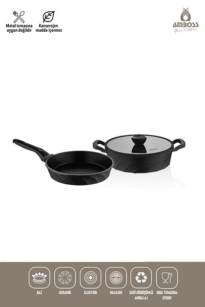 Amboss Quartz 3 Piece Cast Titanium Coated Flat Cookware Pan Set