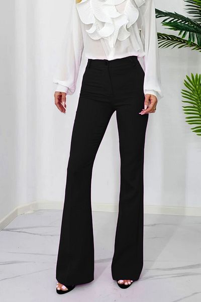 FashionForYou Elegant trousers, Katte, flared cut and high waist, Black, L