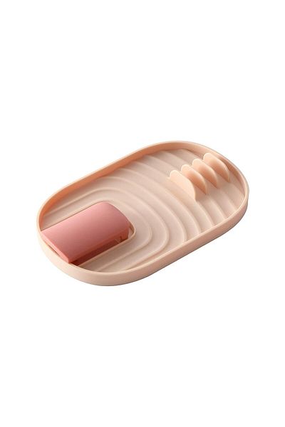 zola Suport silicon ustensile si capace, 5 spatii, plastic, usor de curatat, 18x11.5 cm, roz