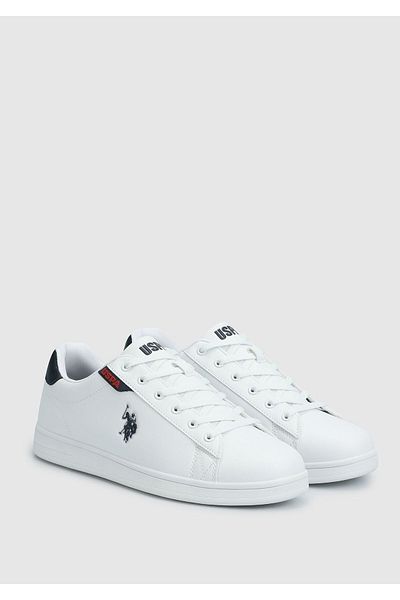 U.S. Polo Assn. Lace-Up Casual Sneakers White Navy Blue Sneaker White