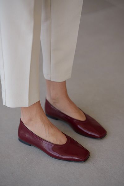 selinshoes Дамски балерини Mosy с тъп връх - бордо/червено