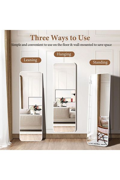 COOYA Full Length Mirror,explosion-proof Film Glass,three-dimensional Wall Hanging,155 X 45cm,white