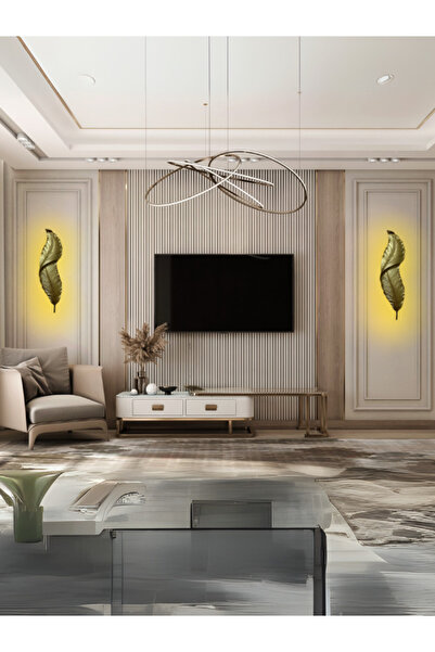 3D AKSESUAR DÜNYASI Gold Tüy Aplik Led'li Kumandalı ve Pilli Dekoratif Duvar Aydınlatma