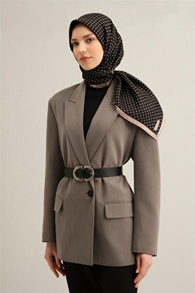 Armine Μεταξωτό Φουλάρι 2025 Καλοκαίρι - 9345-07 Μαύρο Sura