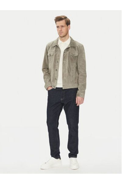 Serge Pariente Men's Leather Jacket JEANS JACKET SUEDE Gray
