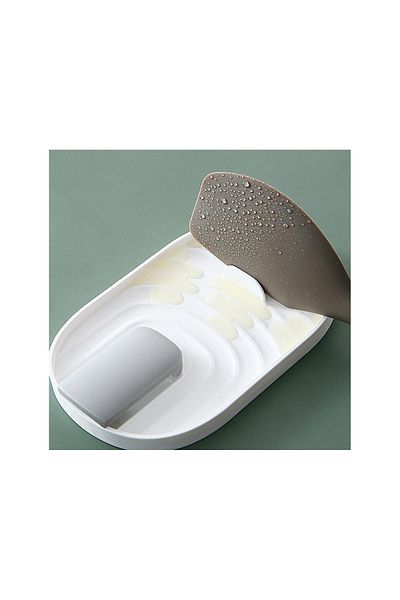 zola Suport silicon ustensile si capace, 5 spatii, plastic, usor de curatat, 18x11.5 cm, alb