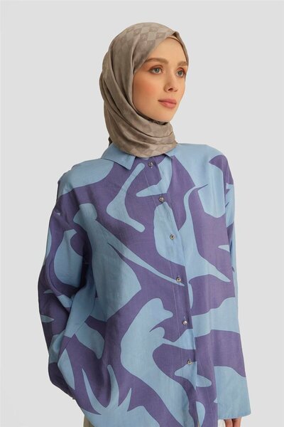 Armine Desenli Tunik 25YT487 Mavi