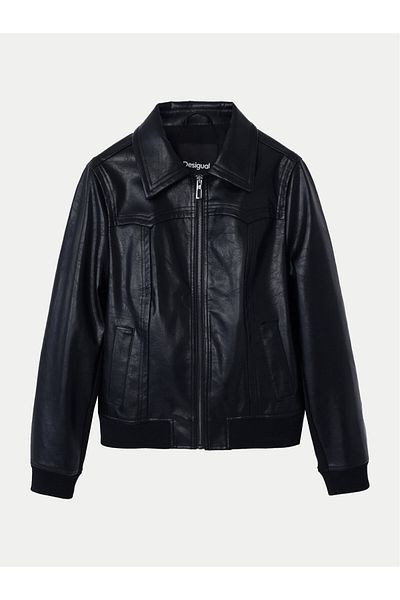 Desigual Women's Faux Leather Jacket 24WWEW35 Black