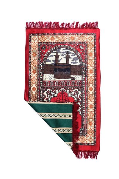 MANASEK Makkah Printed Prayer Mat (Red)