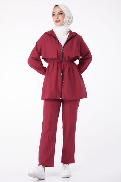 TOFİSA Front Tie Double Suit Claret Red - 27073