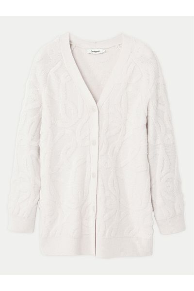Desigual Cardigan pentru femei 24WWJF12 Ecru