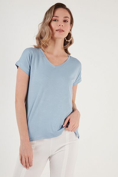 Lela V-Neck Relaxed Fit Slit Detailed 2'Li Package Blouse Bluz 5862000S2