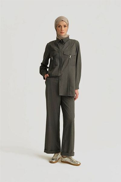 Armine Denim Jacket with Stitching Detail 25Yd4241-1 Anthracite