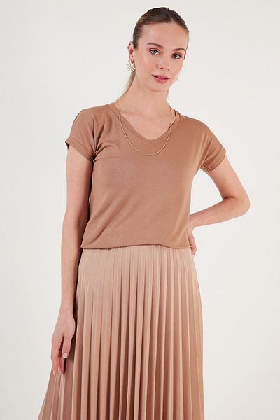 Lela V-Neck Relaxed Fit Slit Detailed 2'Li Package Blouse Bluz 5862000S2