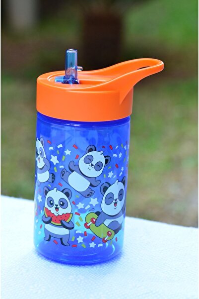 Peaceful Bpa Free 430 Cc Sevimli Panda Desenli Katlanabilir Pipetli Suluk Ve Matara Mavi Renk 3 Al 2 Öde