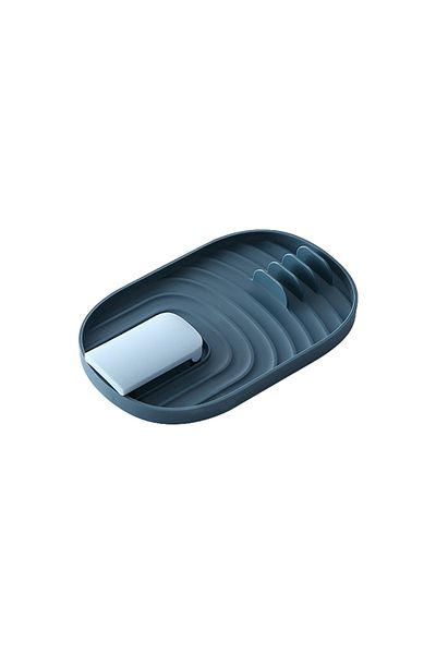 zola Suport silicon ustensile si capace, 5 spatii, plastic, usor de curatat, 18x11.5 cm, albastru