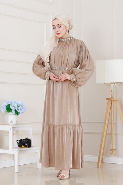 Sevitli Rochie de seară Simay brodata cu piatră-VİZON