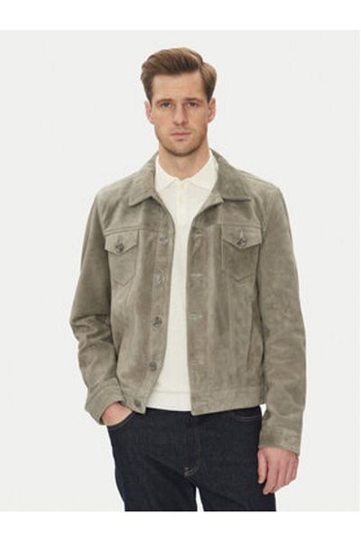 Serge Pariente Men's Leather Jacket JEANS JACKET SUEDE Gray
