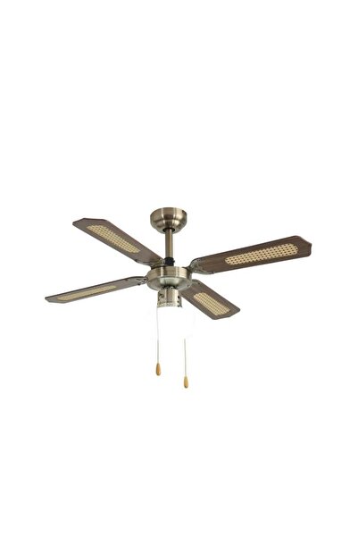 DLC Poyraz Bakır Motor Lambalı 4 Kanatlı 107cm Tavan Vantilatörü Ahşap