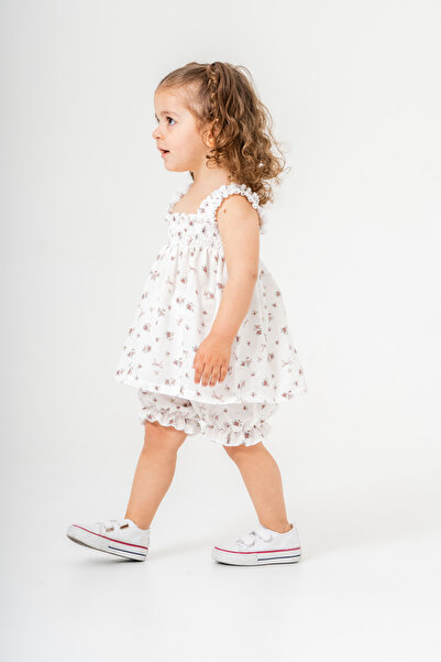 Titimixkids 6-24 Months Baby Girl Bottom and Top Set Rose Patterned Muslin Fabric