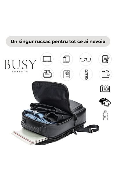 Busy Lady&Gentleman Legend laptop backpack, genuine leather, multifunctional, trolley support, antiperspirant back