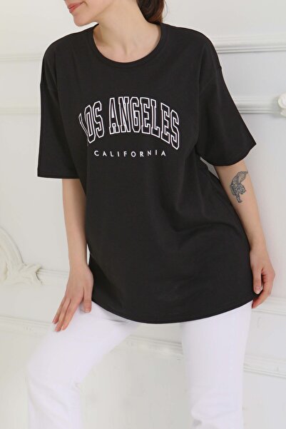 TOFİSA Printed Short Sleeve T-Shirt Black - 27094