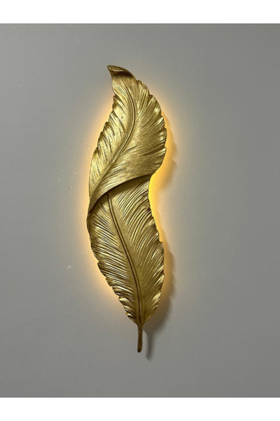 3D AKSESUAR DÜNYASI Gold Tüy Aplik Led'li Kumandalı ve Pilli Dekoratif Duvar Aydınlatma