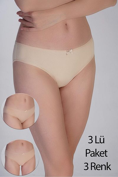 cotonhause Women's Cotton Bikini Panties 3 Pack – Normal Waist Skin-Mink Brown 365001