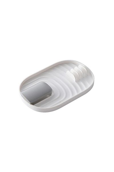 zola Suport silicon ustensile si capace, 5 spatii, plastic, usor de curatat, 18x11.5 cm, alb