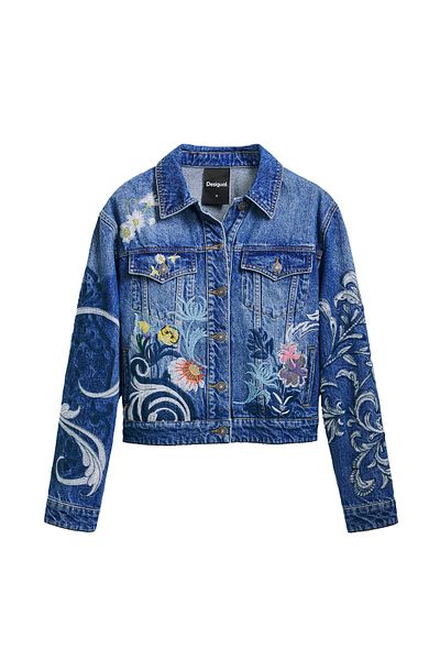 Desigual Jachetă din denim pentru femei 25SWED55 albastră